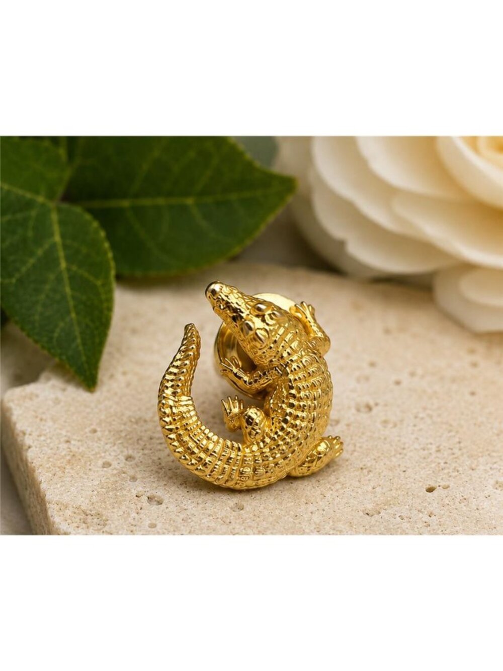 Julie Vos Gold Tone Alligator Crocodile Stud Earring Single Replacement 16mm